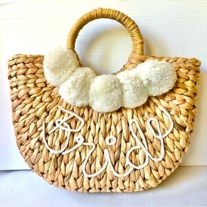 Raffia bride handbag purse “event blossom” bridal beach getaway cute